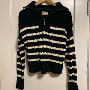 La Ligne x Target‎ Quarter Zip Striped Cable Knit Sweater Small
